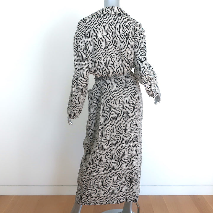Nanushka Capri Zebra Print Midi Shirtdress Beige/Black Size Large
