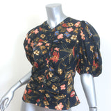Ulla Johnson Elise Puff Sleeve Top Odessa Floral Print Satin Twill Size 4