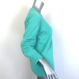 Michael Kors Collection Cashmere Ruched Sleeve V-Neck Sweater Seafoam Size Small