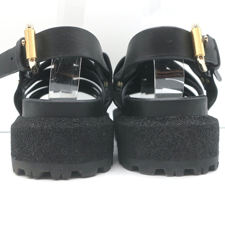 Rag &amp; Bone Park Flatform Sandals Black Grosgrain &amp; Leather Size 38