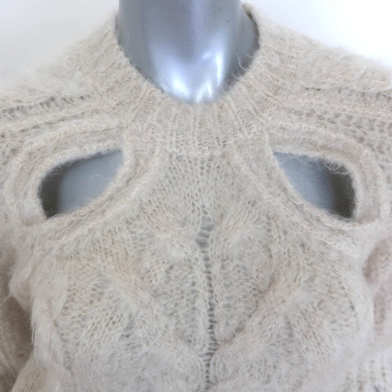 Isabel Marant Palima Cutout Cable Knit Sweater Ecru Mohair-Blend Size 34