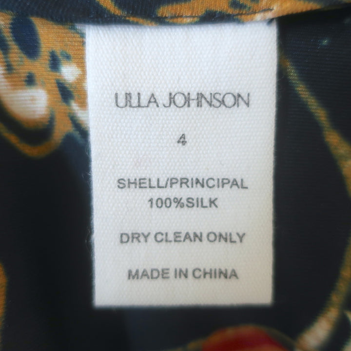 Ulla Johnson Elise Puff Sleeve Top Odessa Floral Print Satin Twill Size 4