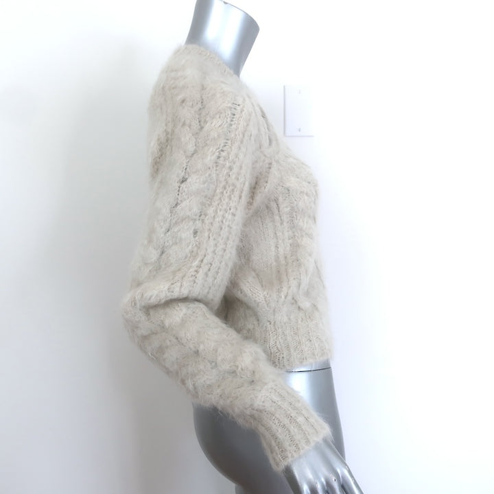 Isabel Marant Palima Cutout Cable Knit Sweater Ecru Mohair-Blend Size 34