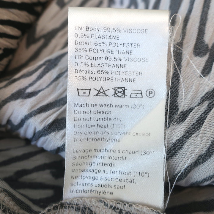 Nanushka Capri Zebra Print Midi Shirtdress Beige/Black Size Large