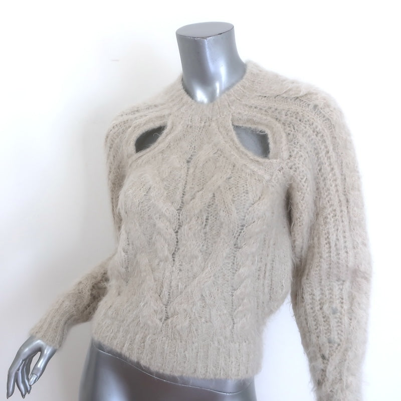 Isabel Marant Palima Cutout Cable Knit Sweater Ecru Mohair-Blend Size 34