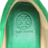 Tory Burch Gemini Link Moccasin Loafers Green Fringed Suede Size 7.5