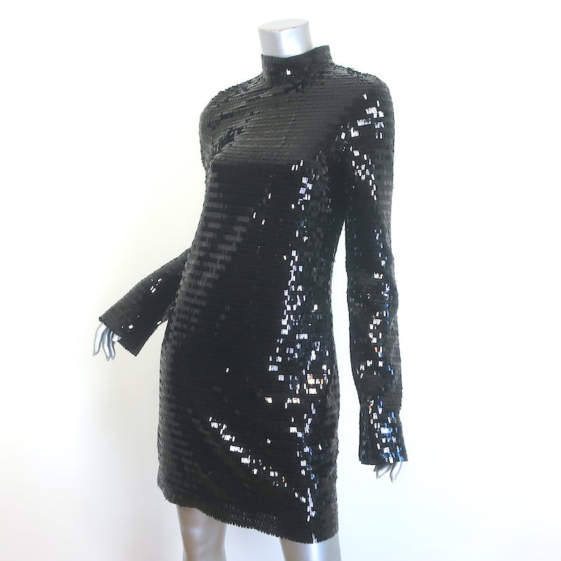 Helmut Lang Sequined Open-Back Shift Dress Black Size 4