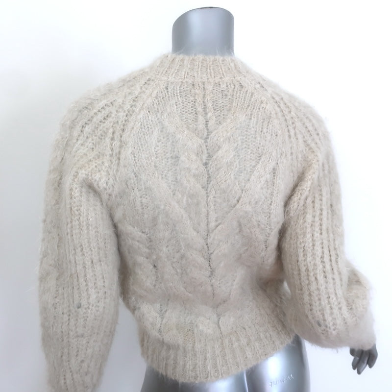 Isabel Marant Palima Cutout Cable Knit Sweater Ecru Mohair-Blend Size 34