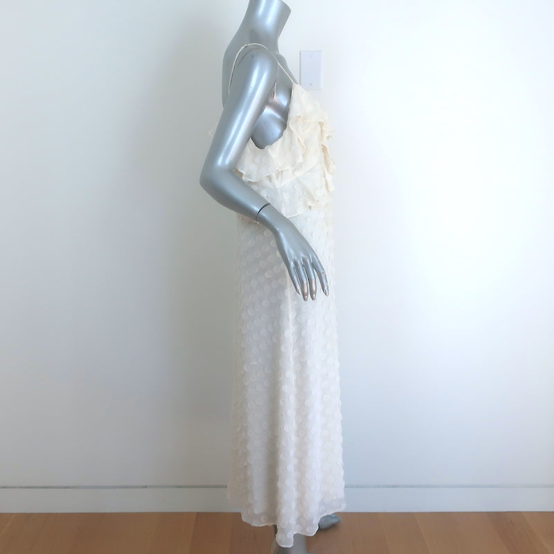 Zimmermann Textured Midi Slip Dress Cream Ruffled Chiffon Size 3
