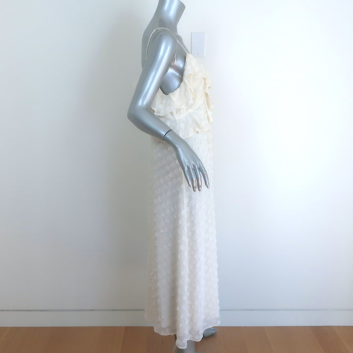 Zimmermann Textured Midi Slip Dress Cream Ruffled Chiffon Size 3