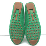 Tory Burch Gemini Link Moccasin Loafers Green Fringed Suede Size 7.5