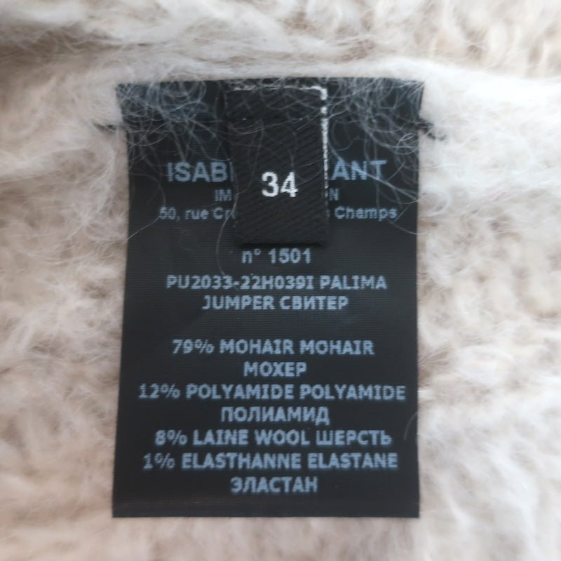 Isabel Marant Palima Cutout Cable Knit Sweater Ecru Mohair-Blend Size 34
