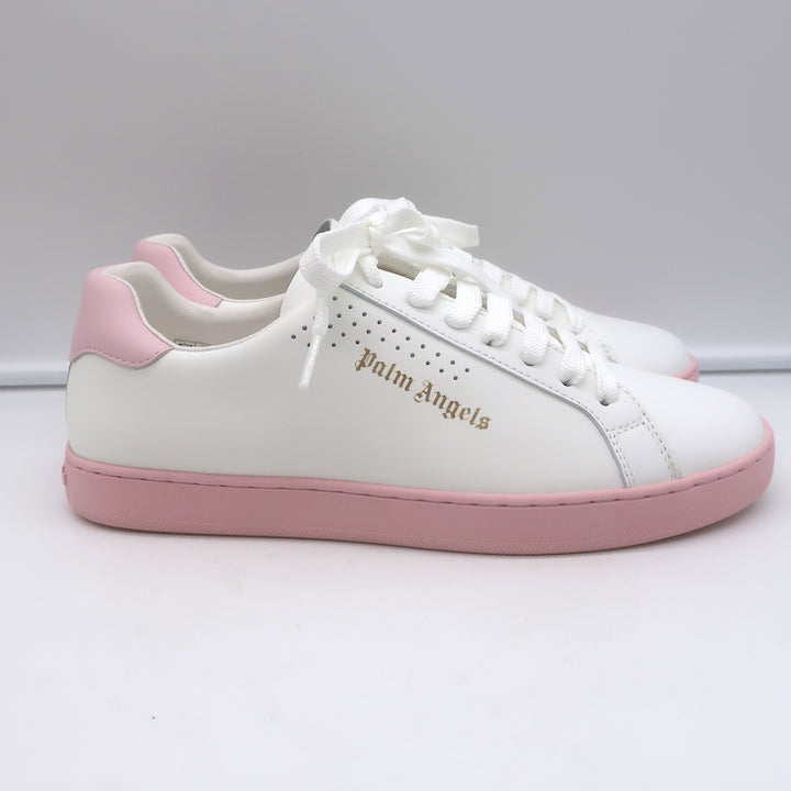 Palm Angels Palm One Low Top Sneakers White &amp; Pink Leather Size 39 NEW