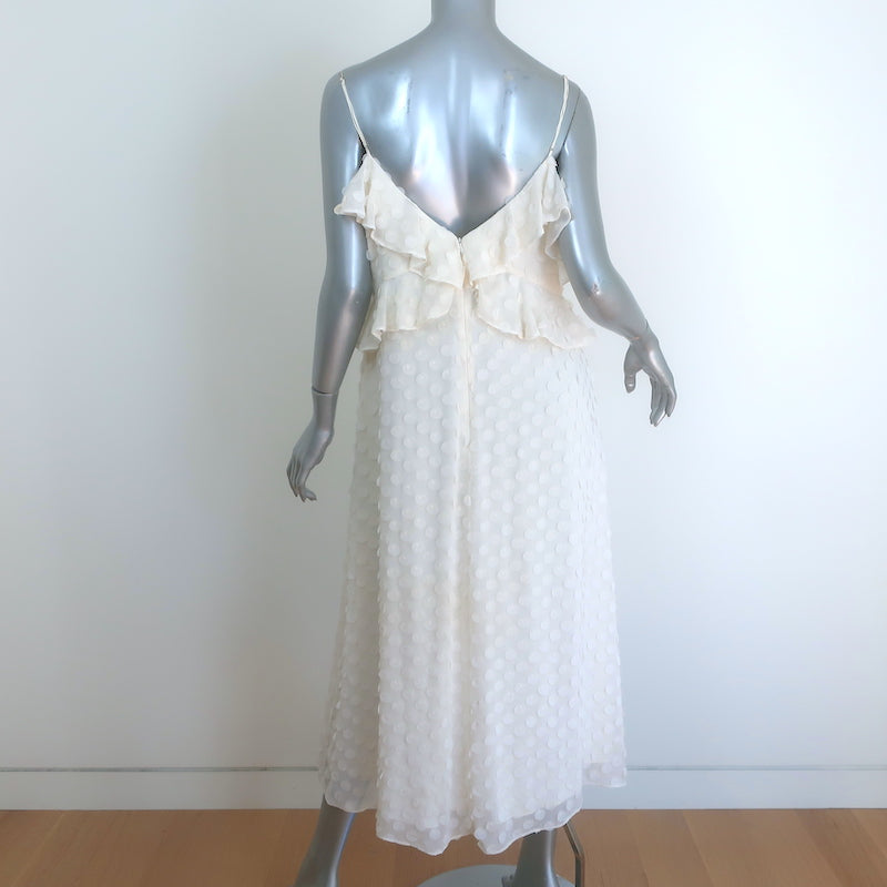 Zimmermann Textured Midi Slip Dress Cream Ruffled Chiffon Size 3