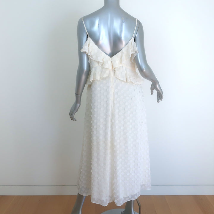 Zimmermann Textured Midi Slip Dress Cream Ruffled Chiffon Size 3