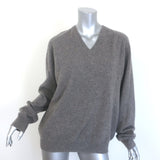 Frenckenberger Cashmere V-Neck Elbow Patch Sweater Taupe Gray Size Extra Small