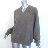 Frenckenberger Cashmere V-Neck Elbow Patch Sweater Taupe Gray Size Extra Small
