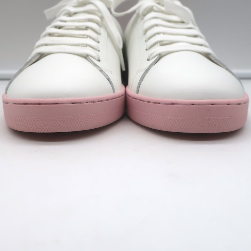 Palm Angels Palm One Low Top Sneakers White &amp; Pink Leather Size 39 NEW