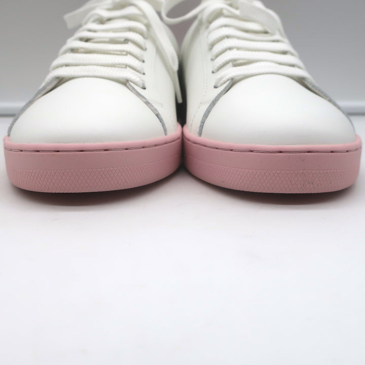 Palm Angels Palm One Low Top Sneakers White &amp; Pink Leather Size 39 NEW
