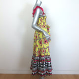 La DoubleJ Smock Midi Dress Yellow Cartwheel Giallo Print Cotton Size Small