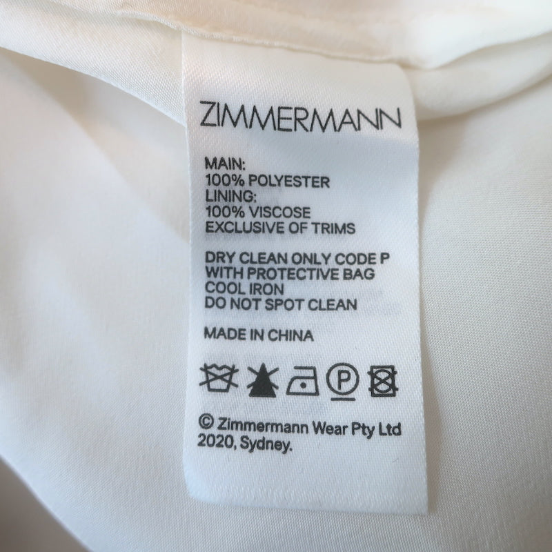 Zimmermann Textured Midi Slip Dress Cream Ruffled Chiffon Size 3