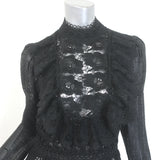 Anna Sui Ruffled-Bib Crochet Lace Dress Black Size 6