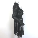 Anna Sui Ruffled-Bib Crochet Lace Dress Black Size 6