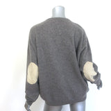 Frenckenberger Cashmere V-Neck Elbow Patch Sweater Taupe Gray Size Extra Small