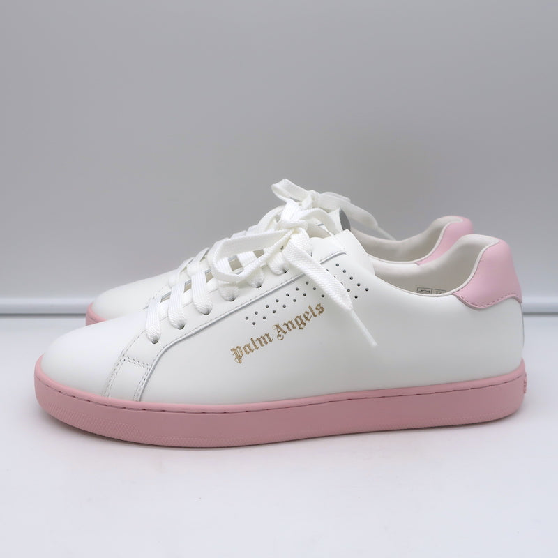 Palm Angels Palm One Low Top Sneakers White &amp; Pink Leather Size 39 NEW