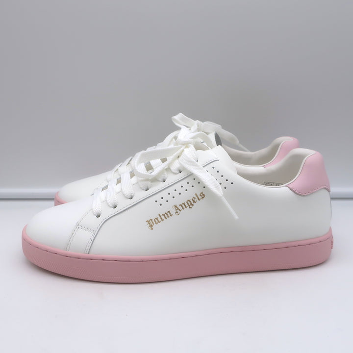 Palm Angels Palm One Low Top Sneakers White &amp; Pink Leather Size 39 NEW
