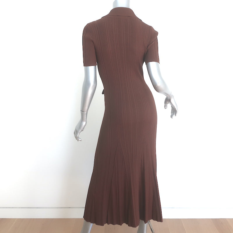 Self-Portrait Ribbed Knit Midi Dress Brown Size Medium Celebrity Owned Self-Portrait Ribbed Knit Midi Dress Brown Size Medium Celebrity Owned