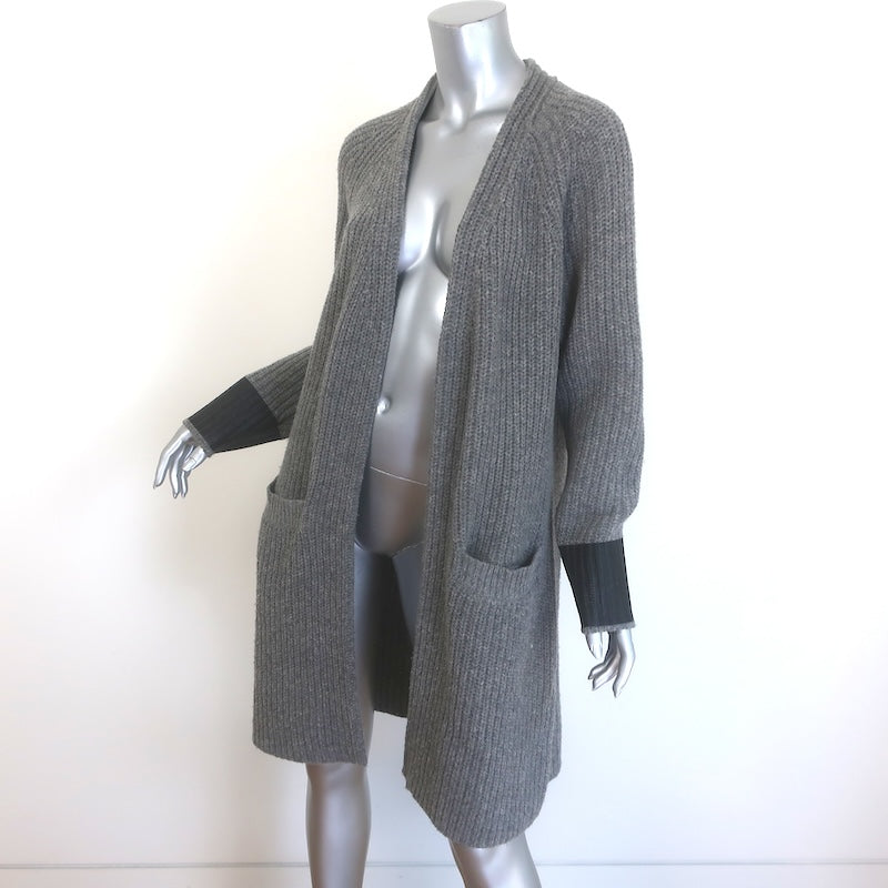 Rag &amp; Bone Bonnie Striped-Sleeve Cardigan Gray Ribbed Wool Size Extra Small