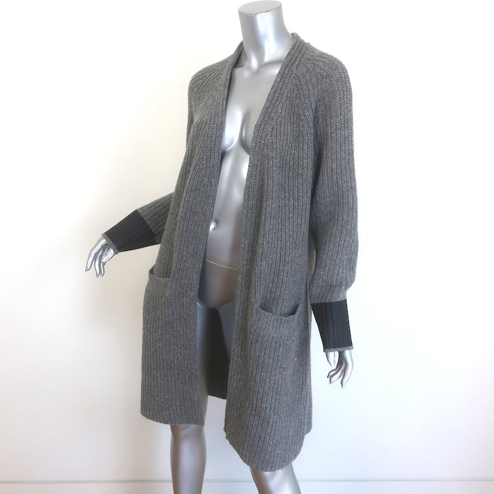 Rag &amp; Bone Bonnie Striped-Sleeve Cardigan Gray Ribbed Wool Size Extra Small