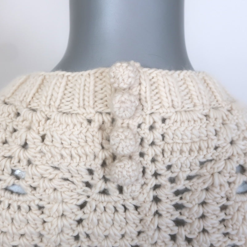 Ulla Johnson Hutton Short Sleeve Cable Knit Sweater Ivory Wool Size Petite