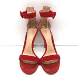 Gianvito Rossi Portofino 105 Sandals Red Suede Size 40 Ankle Strap Heels