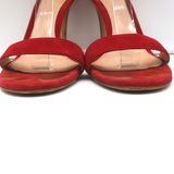 Gianvito Rossi Portofino 105 Sandals Red Suede Size 40 Ankle Strap Heels