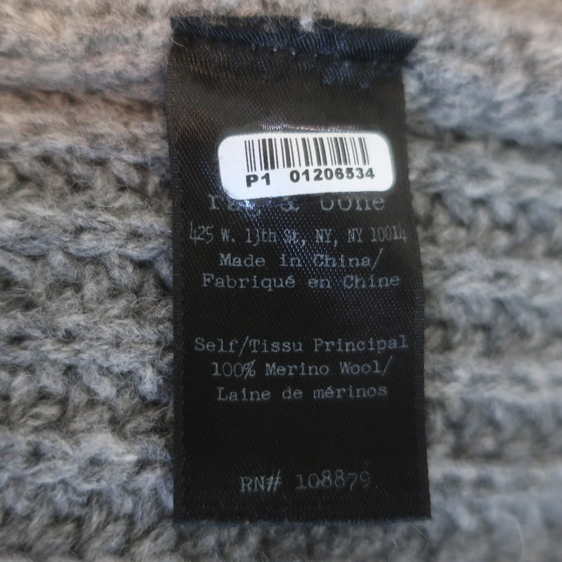 Rag &amp; Bone Bonnie Striped-Sleeve Cardigan Gray Ribbed Wool Size Extra Small