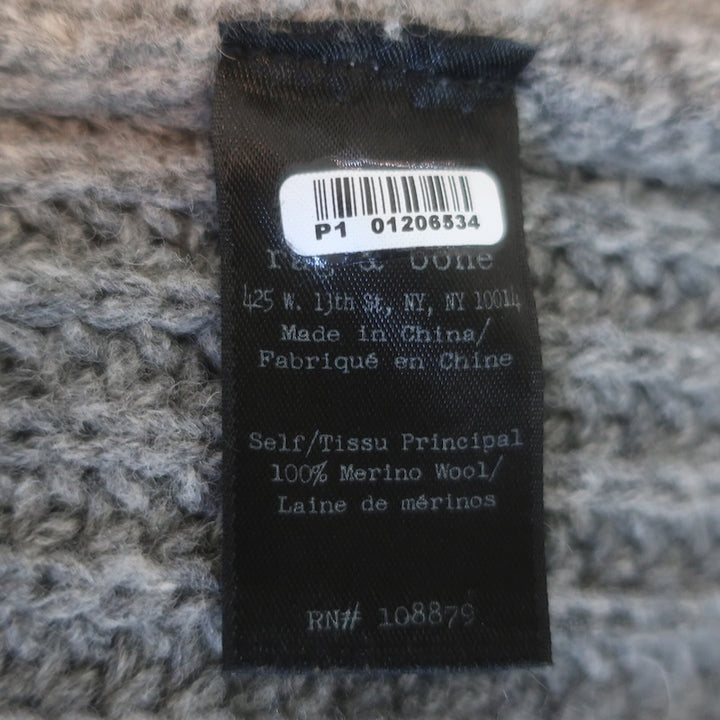 Rag &amp; Bone Bonnie Striped-Sleeve Cardigan Gray Ribbed Wool Size Extra Small