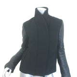 Helmut Lang Strata Leather-Sleeve Down Puffer Jacket Black Size Small