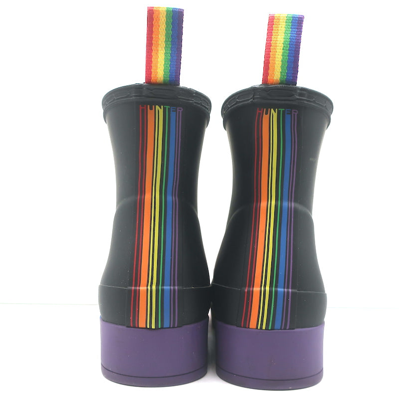 Hunter Original Pride Play Flatform Rain Boots Black/Rainbow Size 7