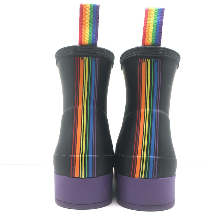 Hunter Original Pride Play Flatform Rain Boots Black/Rainbow Size 7