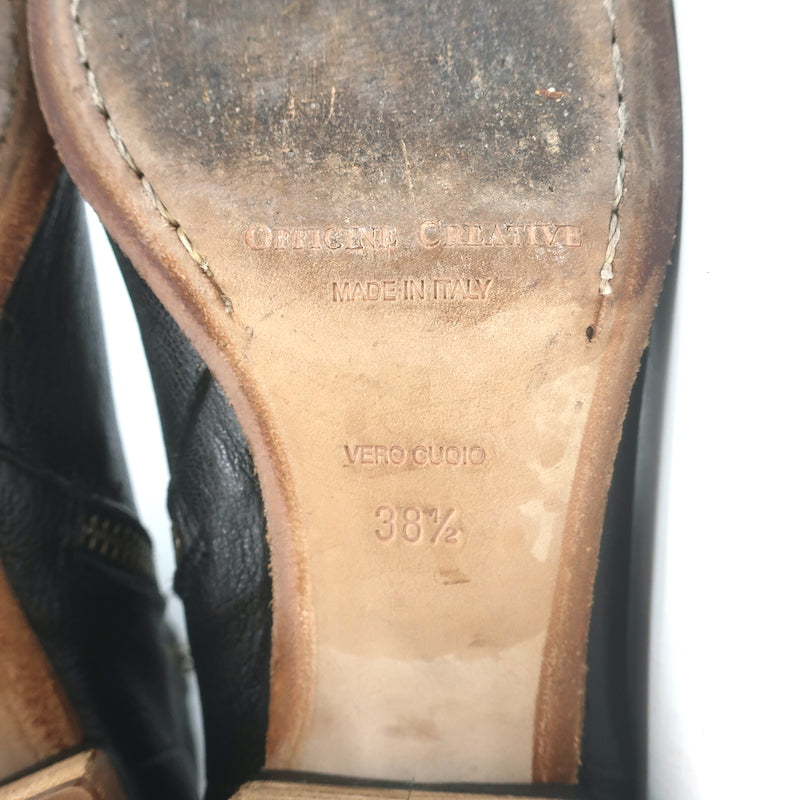 Officine Creative Lolie Ankle Boots Black Grained Leather Size 38.5