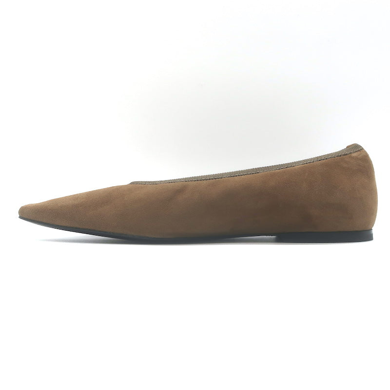 Toteme Minimalist Suede Ballet Flats Mushroom Brown Size 38