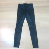J Brand L8001 Stretch Leather Mid Rise Skinny Pants Black Size 25