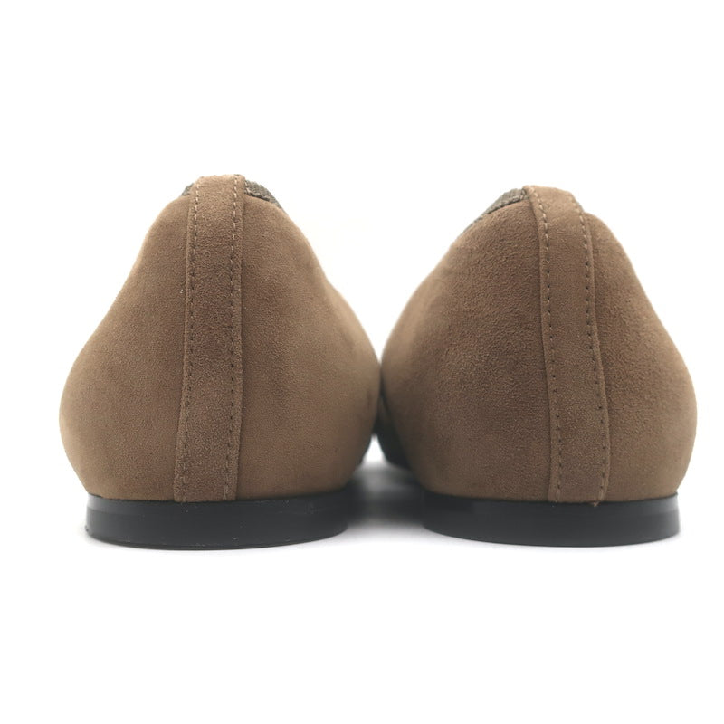 Toteme Minimalist Suede Ballet Flats Mushroom Brown Size 38