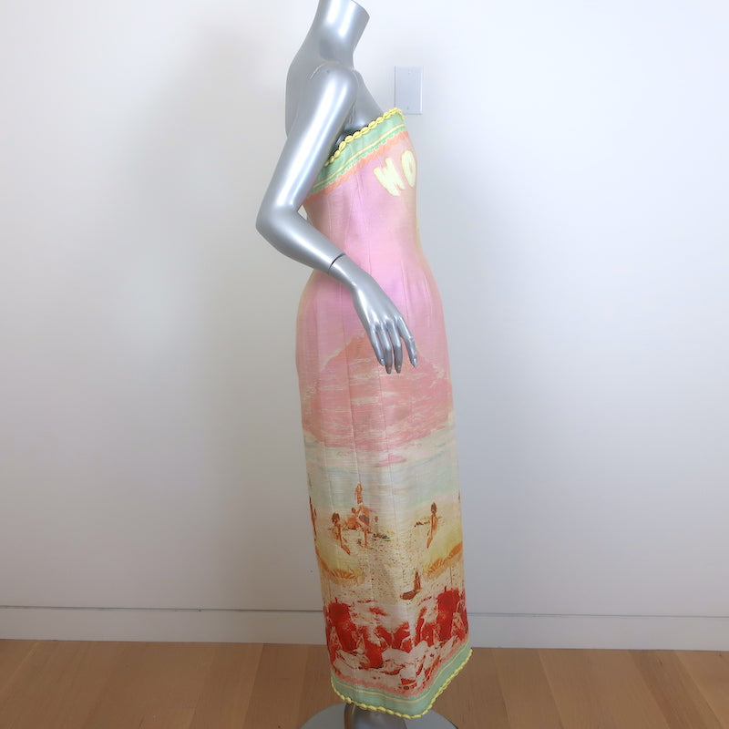 Zimmermann Coaster Strapless Structured Midi Dress Poster Print Size 2 NEW
