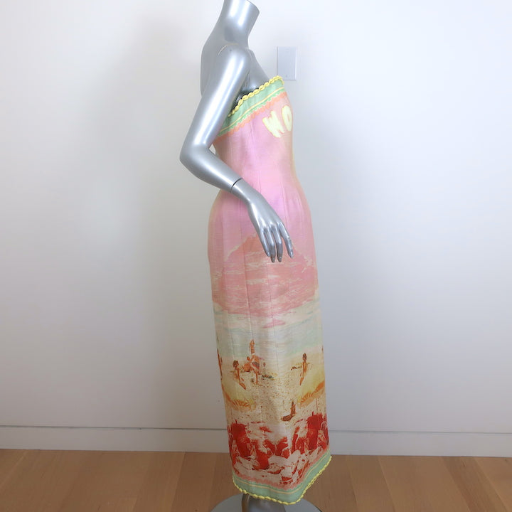 Zimmermann Coaster Strapless Structured Midi Dress Poster Print Size 2 NEW