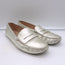 Tod's Gommino Penny Loafers Silver Metallic Leather Size 38.5 Flat Driving Shoes