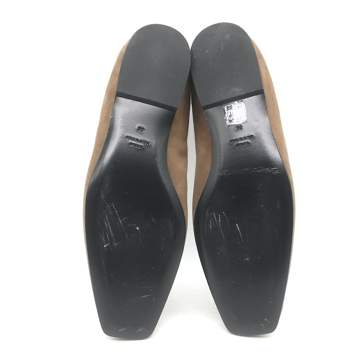 Toteme Minimalist Suede Ballet Flats Mushroom Brown Size 38