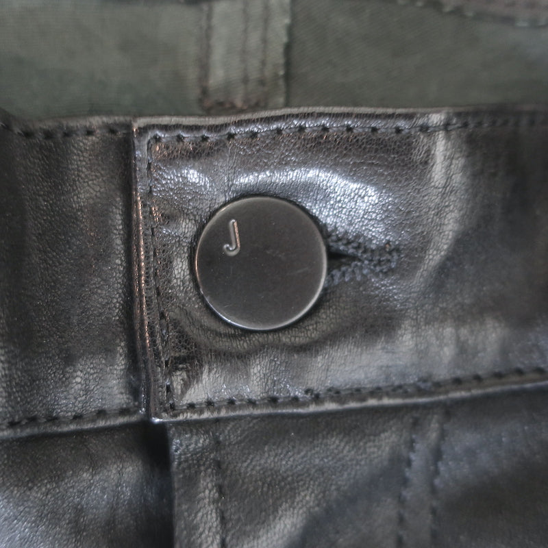 J Brand L8001 Stretch Leather Mid Rise Skinny Pants Black Size 25